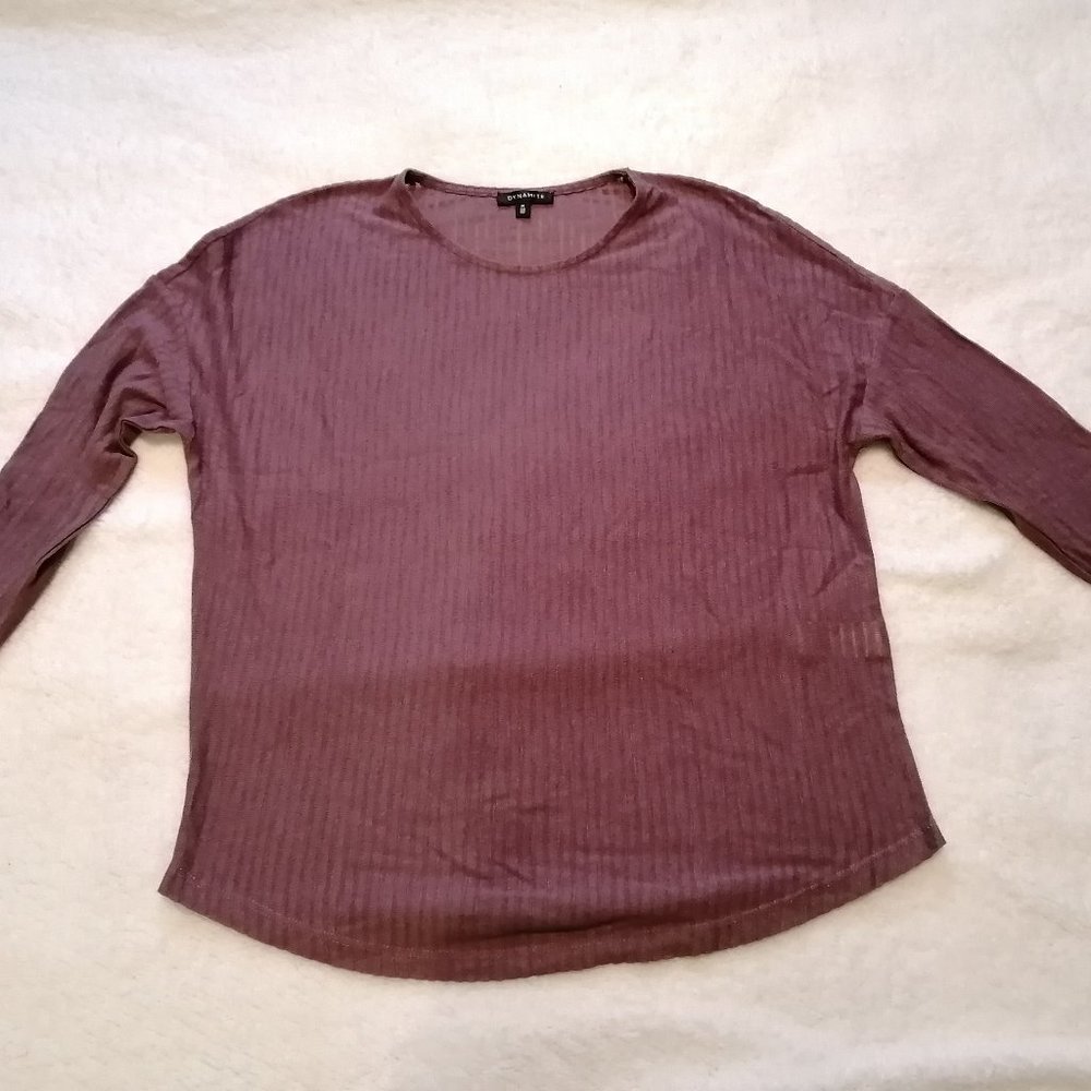 Dynamite semi-sheer plum colour top, size M